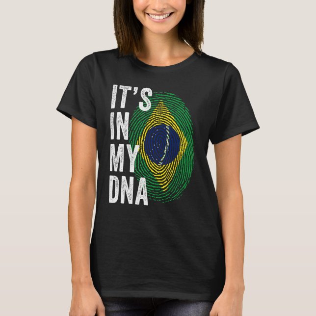 Brazil It's In My DNA Brazilian Fingerprint Brazil T-Shirt (Vorderseite)