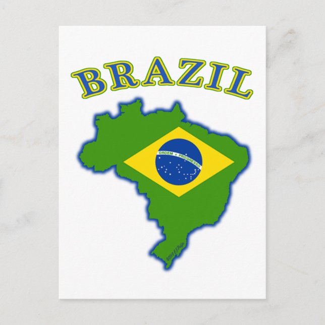 BRAZIl Karte/Flagge Postkarte (Vorderseite)