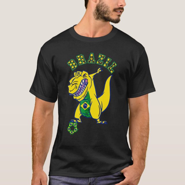 Brazil Rex Dino Brazilian Soccer Player Brazilian  T-Shirt (Vorderseite)