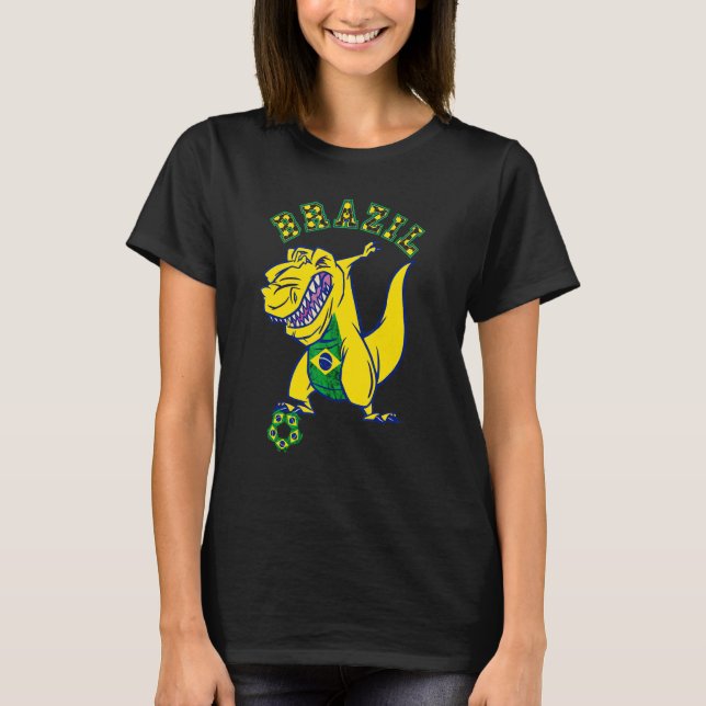 Brazil Rex Dino Brazilian Soccer Player Brazilian  T-Shirt (Vorderseite)