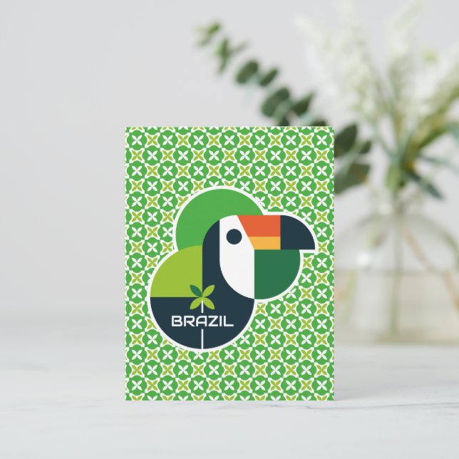 Brazil Tropical Geometric Toucan Personalized Art Postkarte (Stehend Vorderseite)