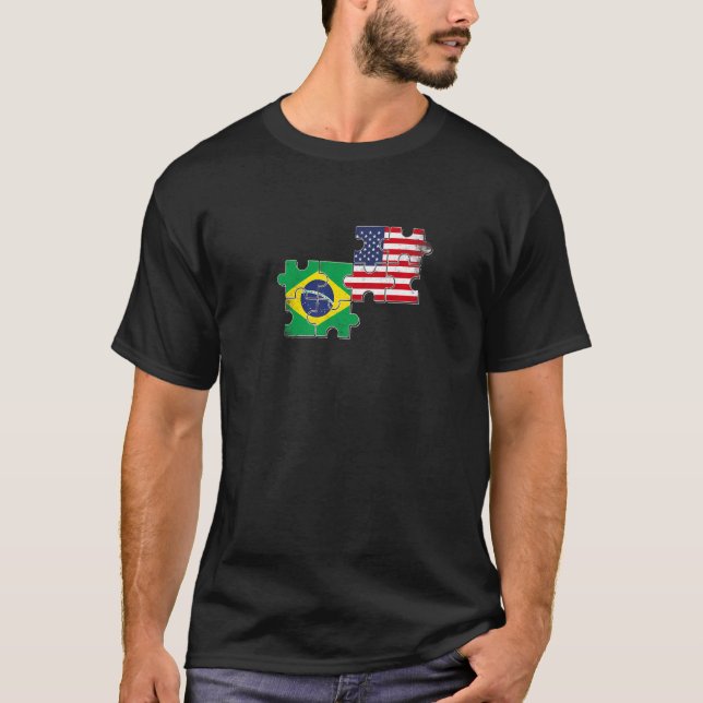 Brazil USA Brazilian American Flag   T-Shirt (Vorderseite)