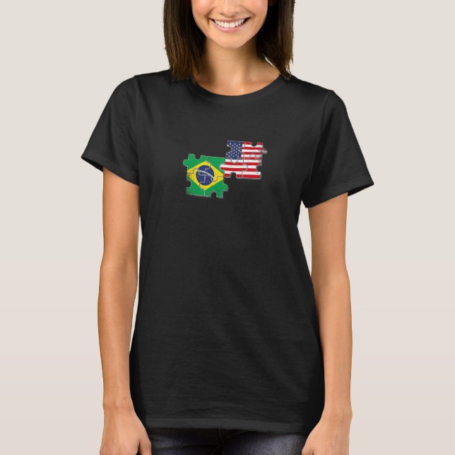 Brazil USA Brazilian American Flag   T-Shirt (Vorderseite)