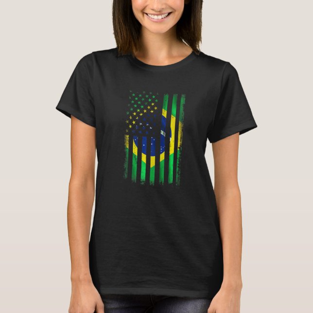 Brazilian American Flag Brazilian Roots Brazil Ame T-Shirt (Vorderseite)