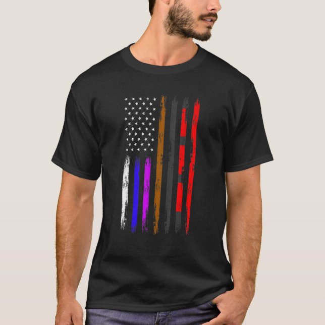 Brazilian American Jiu Jitsu Fighter Vertical Flag T-Shirt (Vorderseite)