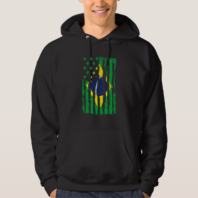 Brazilian American Pride Usa Flag Brazil Roots Hoodie (Vorderseite)