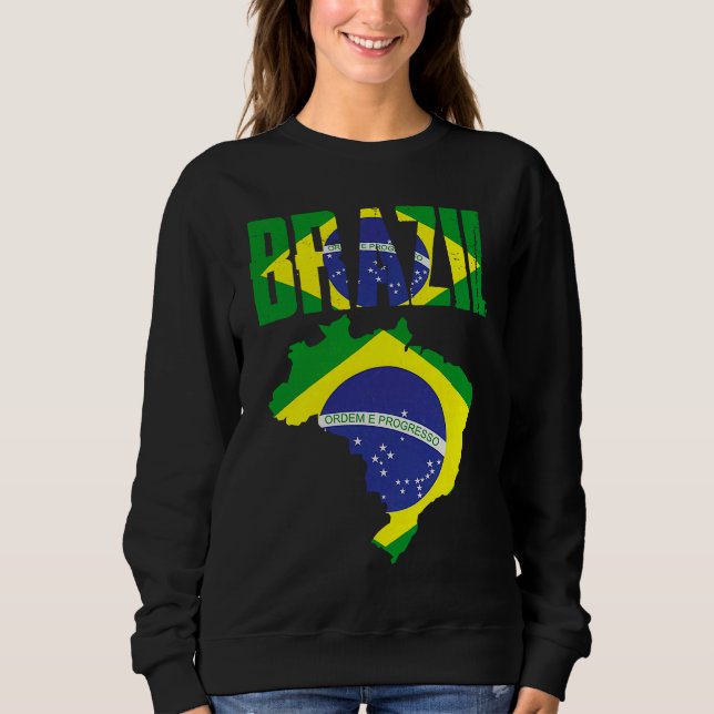 Brazilian Brazil Country Map Flag Sweatshirt (Vorderseite)