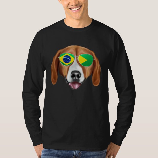 Brazilian Flag American Foxhound Dog Brazil Pocket T-Shirt (Vorderseite)