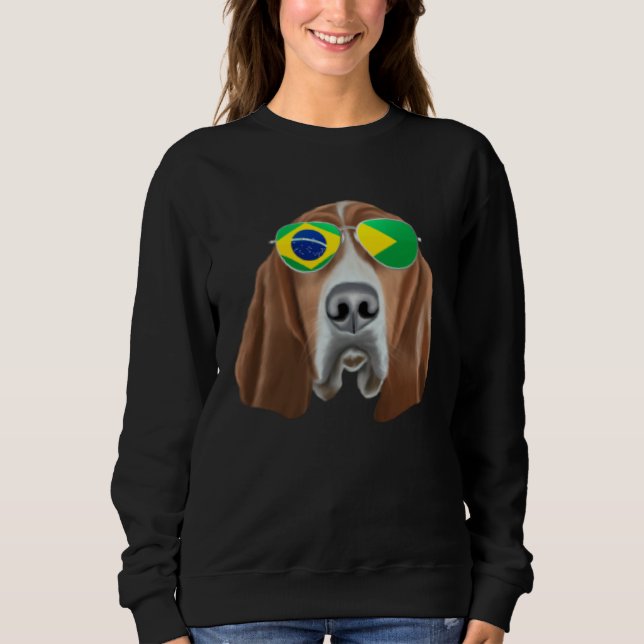 Brazilian Flag Basset Hound Dog Brazil Pocket Sweatshirt (Vorderseite)