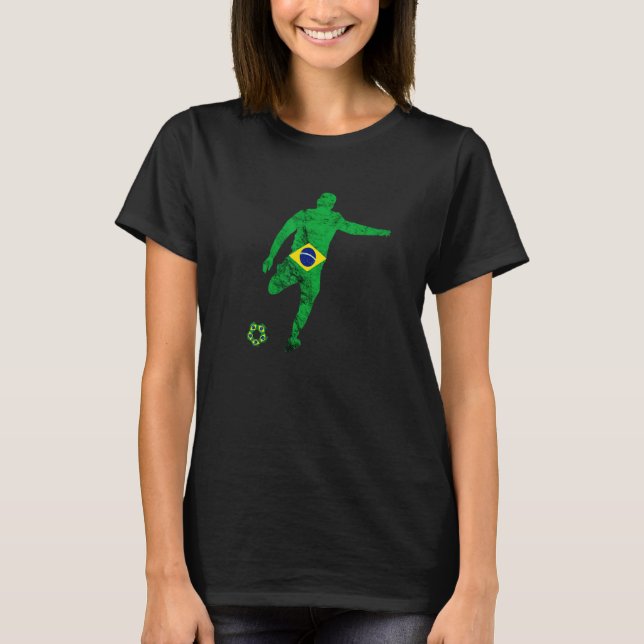 Brazilian Flag Brasilian Brazilian Football Player T-Shirt (Vorderseite)