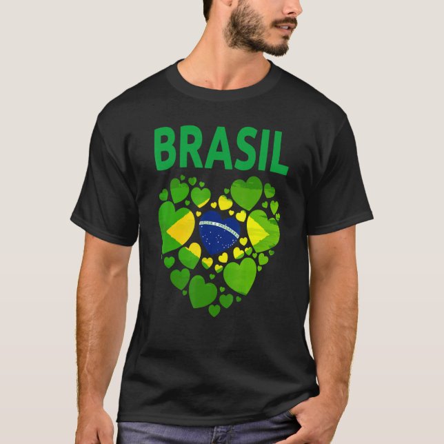 Brazilian Flag Heart Idea For Women & Brazil Flag  T-Shirt (Vorderseite)