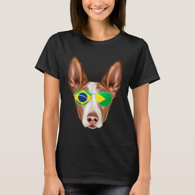 Brazilian Flag Ibizan Hound Dog Brazil Pocket T-Shirt (Vorderseite)