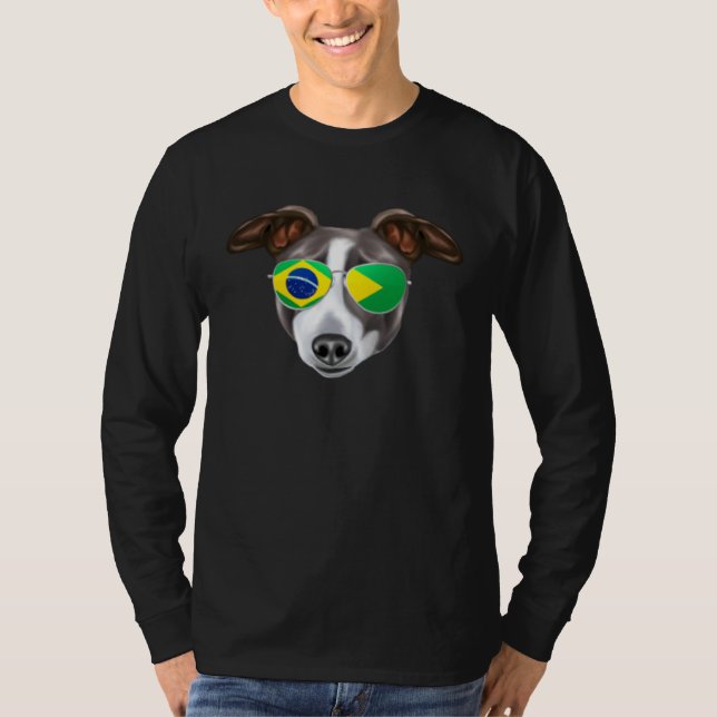 Brazilian Flag Italian Greyhound Dog Brazil Pocket T-Shirt (Vorderseite)
