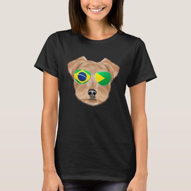 Brazilian Flag Norfolk Terrier Dog Brazil Pocket T-Shirt (Vorderseite)