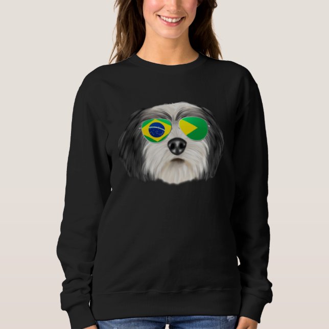 Brazilian Flag Polish Lowland Sheepdog Dog Brazil  Sweatshirt (Vorderseite)
