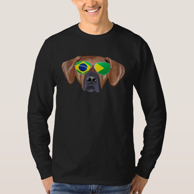 Brazilian Flag Rhodesian Ridgeback Dog Brazil Pock T-Shirt (Vorderseite)