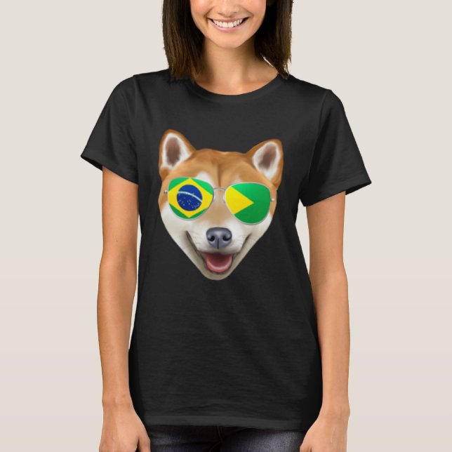 Brazilian Flag Shiba Inu Dog Brazil Pocket T-Shirt (Vorderseite)