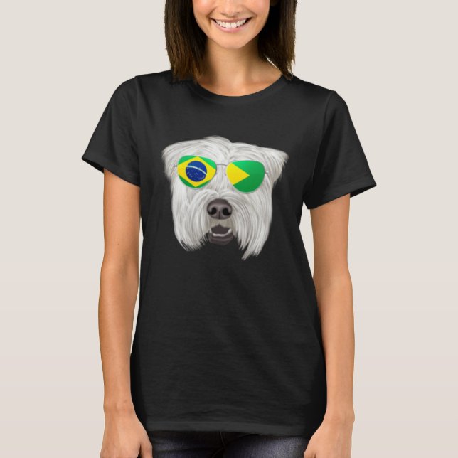 Brazilian Flag Soft Coated Wheaten Terrier Dog Bra T-Shirt (Vorderseite)
