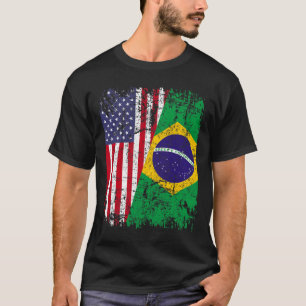 BRAZILIAN ROOTS Halbamerikanische Flagge BRAZIL T- T-Shirt
