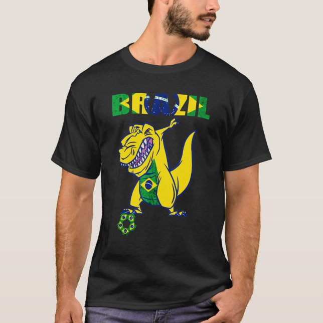 Brazilian Soccer Player Rex Dino Brazilian Flag Br T-Shirt (Vorderseite)