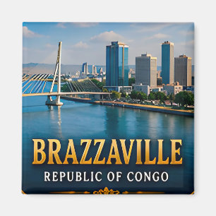 Brazzaville Kongo Fluss und lebendiges Stadtleben Magnet
