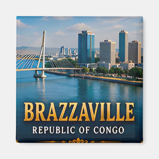 Brazzaville Kongo Fluss und lebendiges Stadtleben Magnet (Vorne)