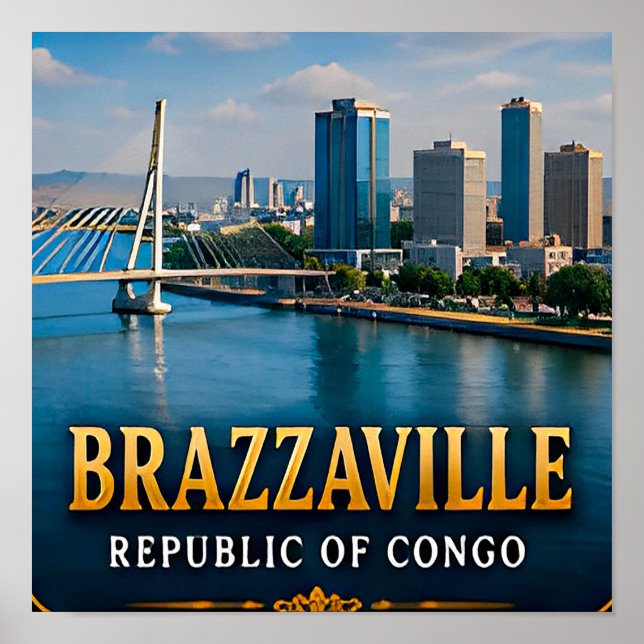 Brazzaville Kongo-Fluss und lebendiges Stadtleben Poster (Vorne)
