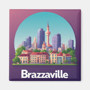 Brazzaville-Stadtansicht mit historischer Kathedra Magnet