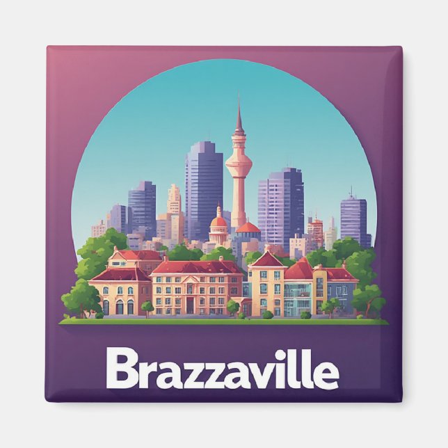 Brazzaville-Stadtansicht mit historischer Kathedra Magnet (Vorne)