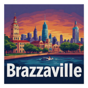 Brazzaville-Stadtansicht mit historischer Kathedra Poster