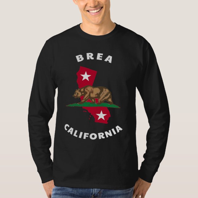 Brea California CA Flag and Bear Badge Souvenir T-Shirt (Vorderseite)