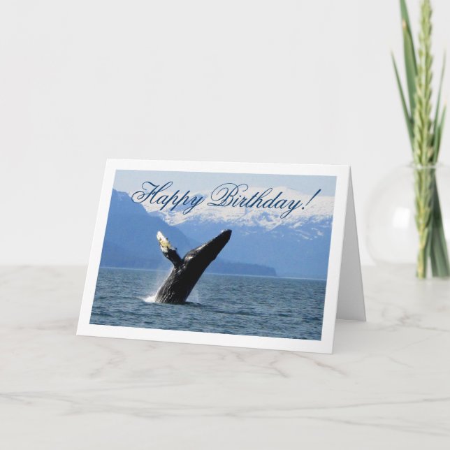 Breaching Humpback; Happy Birthday Karte (Vorderseite)