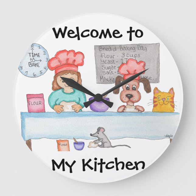 Bread Baking Große Wanduhr (Vorderseite)