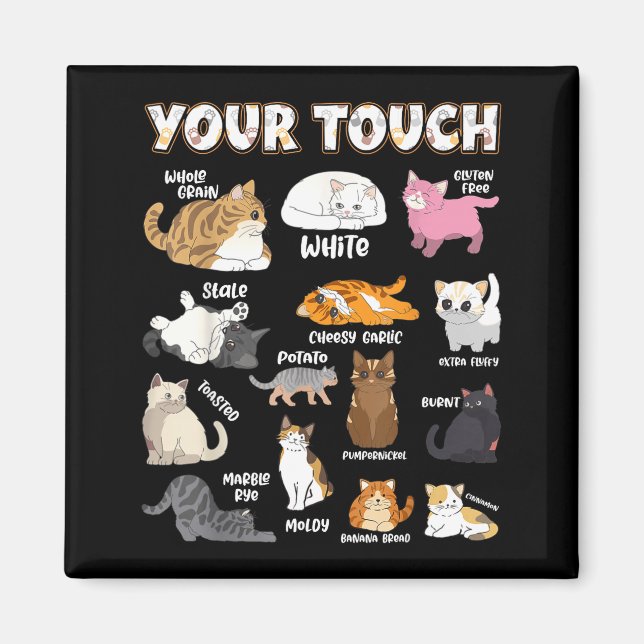 Bread Cats Variety Punny Cartoon Kitty Design  Magnet (Vorne)