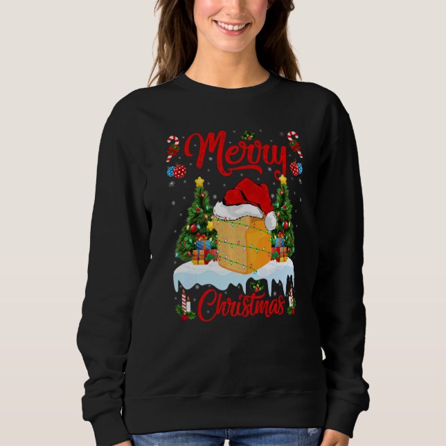 Bread Food  Lights Xmas Tree Santa Bread Christmas Sweatshirt (Vorderseite)