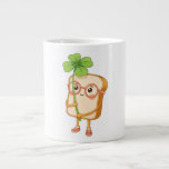 Bread Tony Lucky Clover – Cute Bread -T-Shirt Jumbo-Tasse<br><div class="desc">A cute bread character named Bread Tony holding a lucky four-leaf clover. This adorable cartoon food illustration brings a cheerful and lucky vibe,  perfect for anyone who loves cute characters,  food mascots,  and positive energy.</div>