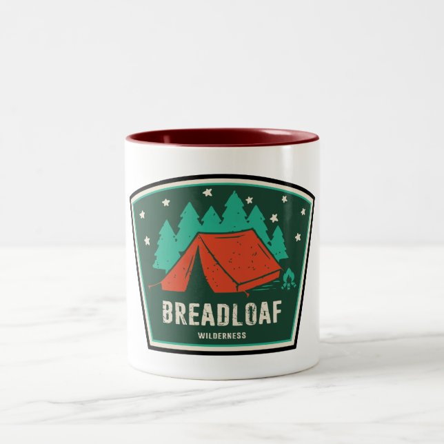 Breadloaf Wilderness Vermont Camping Zweifarbige Tasse (Mittel)