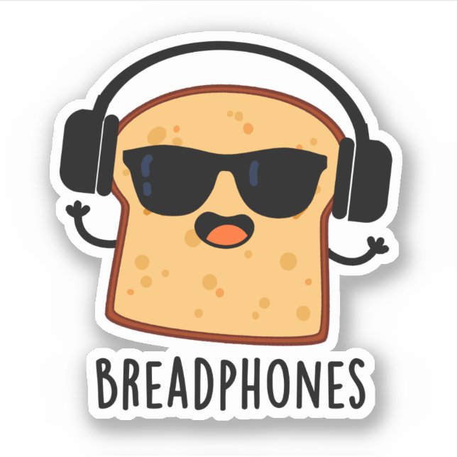 Breadphones Funny Bread Pub Aufkleber (Vorderseite)