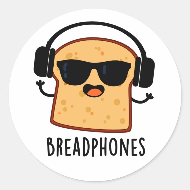 Breadphones Funny Bread Pub Runder Aufkleber (Vorderseite)