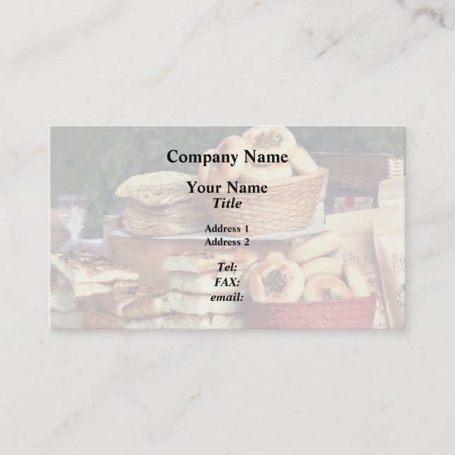 Breads auf dem Bauernmarkt Visitenkarte (Vorderseite)