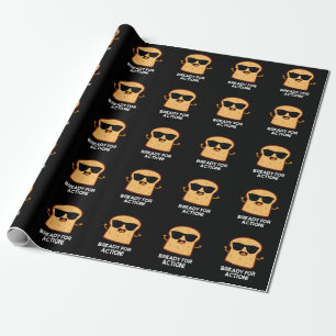 Bready For Action Lustiger Brot-Wortwitz Dunkler H Geschenkpapier