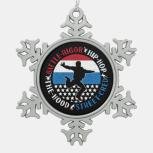 Break Dance Breakdance Angesagt-Hop Boy Schneeflocken Zinn-Ornament