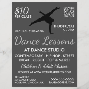 Break Dancer Silhouette, Tanzlei Werbung Flyer