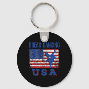Break Dancing US amerikanische Flagge Break Bboy A Schlüsselanhänger