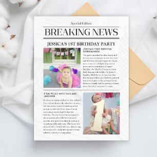 Break News Erste Geburtstagskündigung Postkarte