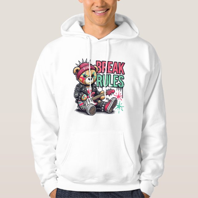 Break Rules Teddy Bear Hoodie (Vorderseite)