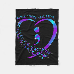 Break Stigma Gerettet Heart Semicolon Suizid Fleecedecke