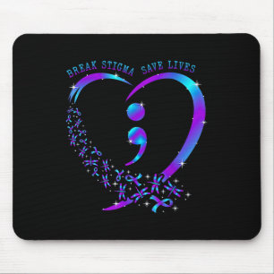 Break Stigma Gerettet Heart Semicolon Suizid Mousepad