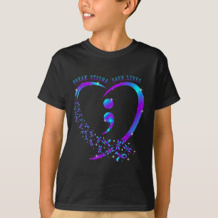 Break Stigma Gerettet Heart Semicolon Suizid T-Shirt