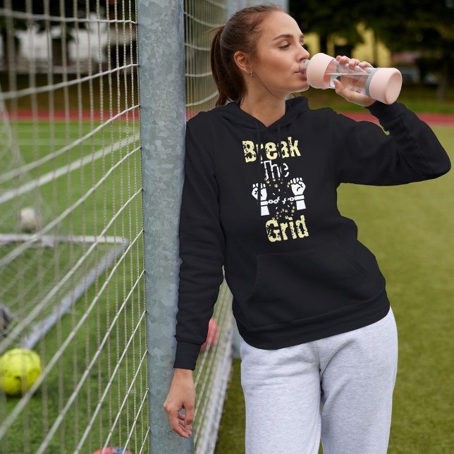 Break the Grid Modern Cat Typografy Minimalistisch Hoodie (Von Creator hochgeladen)